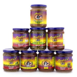 Sadie's Build Your Own 4-Pack featuring a customizable salsa and sauce variety pack with options like Hot Salsa, Green Chile Sauce, and Red Chile Sauce for cookouts or gifting.