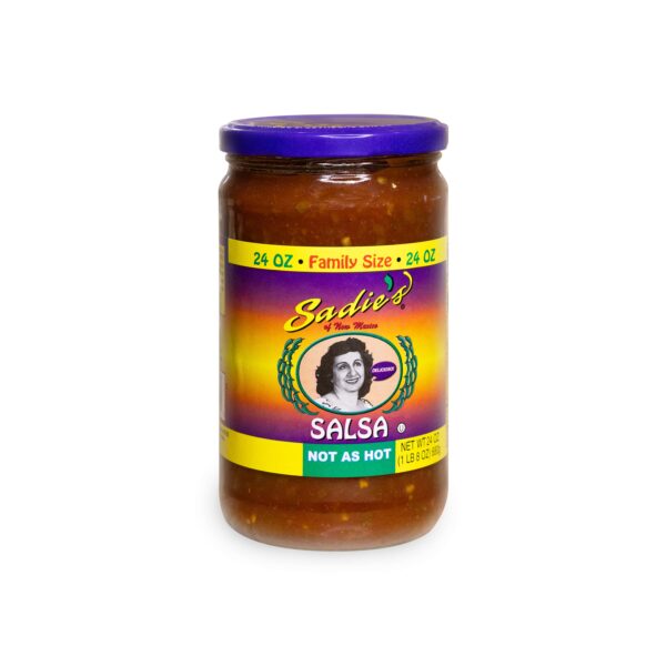 24 Oz Jar of Sadie's Family-Sized Salsa, Medium Heat, Perfect for Sharing and Pairing With Chips or Favorite Dishes.